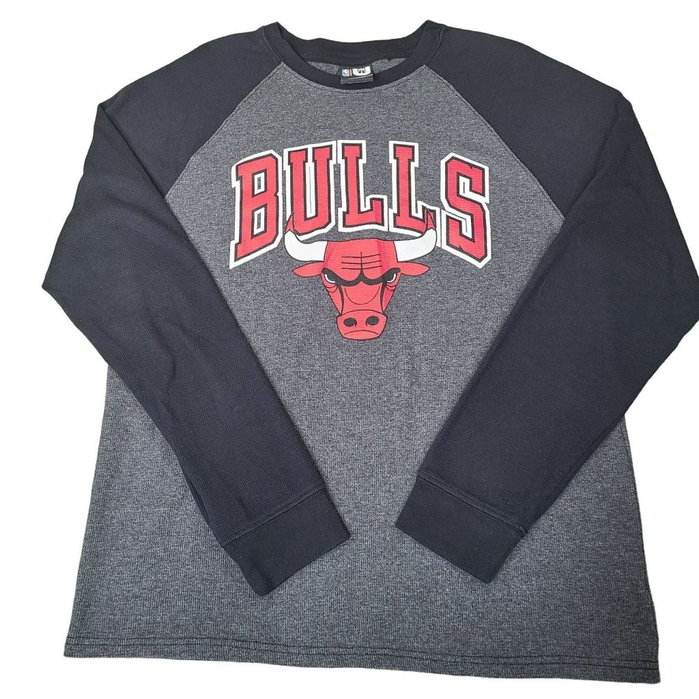 NBA Chicago Bulls Thermal Shirt Mens XL Raglan Tee Long Sleeve Waffle Knit